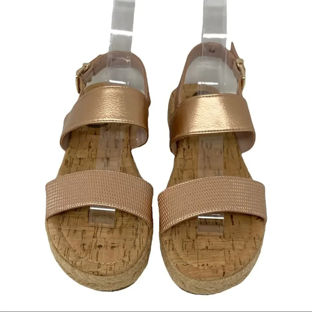 Circus By Sam Edelman Ani Espadrille Sandals Rose Gold Leather Size 6
